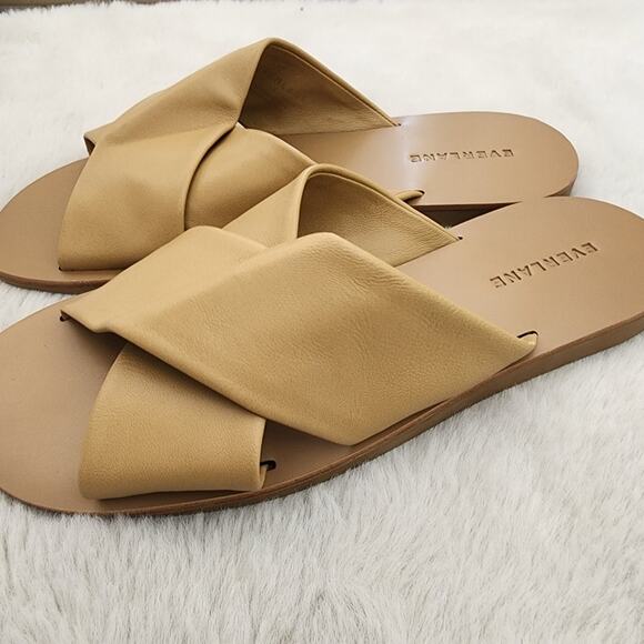 Everlane NWT Day Crossover Leather Sandal Light Taupe Crisscross Flat Women's 8 - Picture 8 of 12